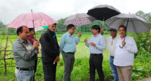 बारिश के बीच खेतों में पहुंचा कृषि अमला, जवाफुल धान की जैविक खेती और सन बीज उत्पादन पर जोर’
