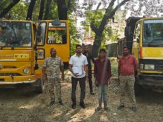 अवैध खनिज परिवहन पर खनि अमले की कार्रवाई, चार टीपर वाहन जब्त